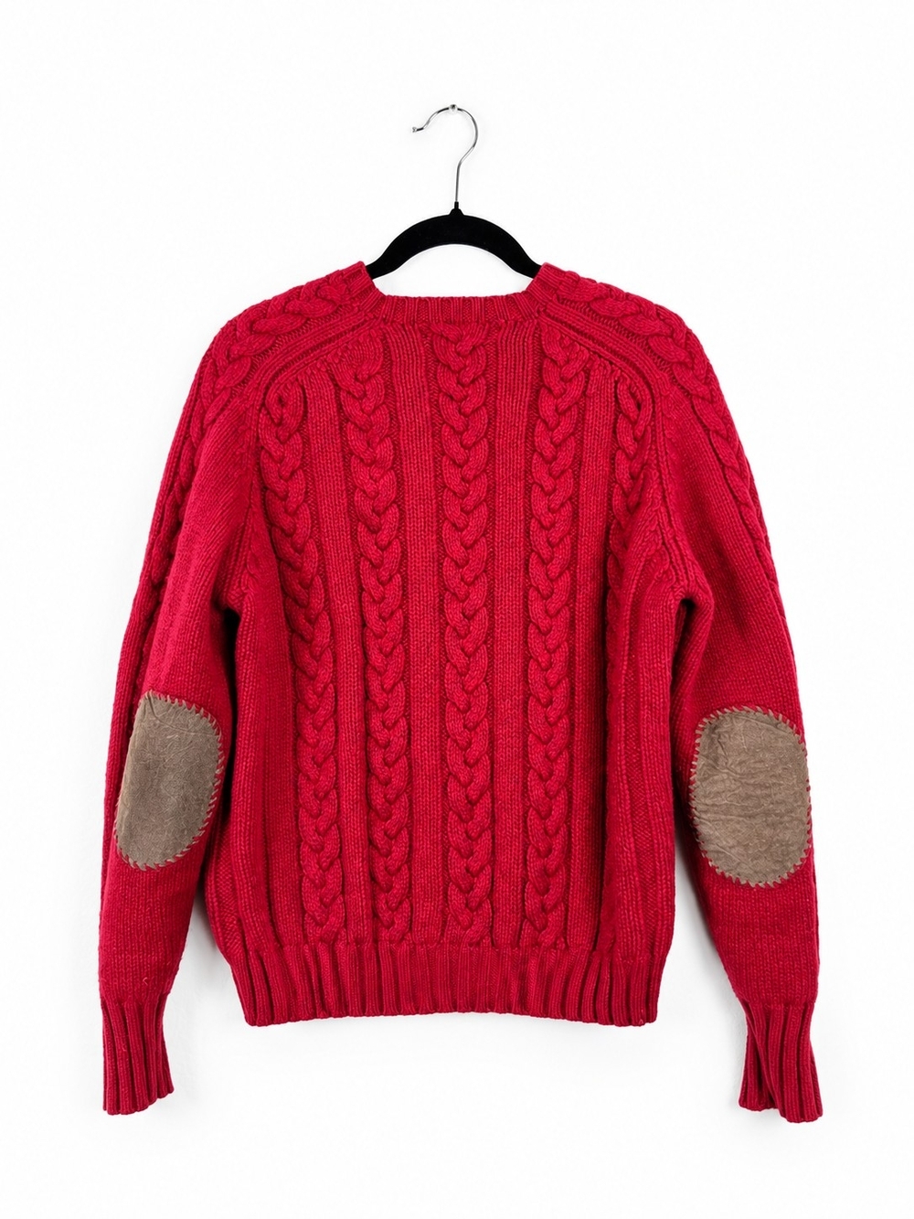 Vintage Polo Ralph Lauren Wool Linen Cable Knit Sweater Large Elbow Patch Preppy